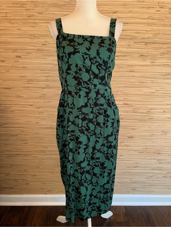 41 Hawthorn Dresses & Skirts - 41 Hawthorn Green Floral Sheath Midi Dress green black Square Neck size 10 nwt!